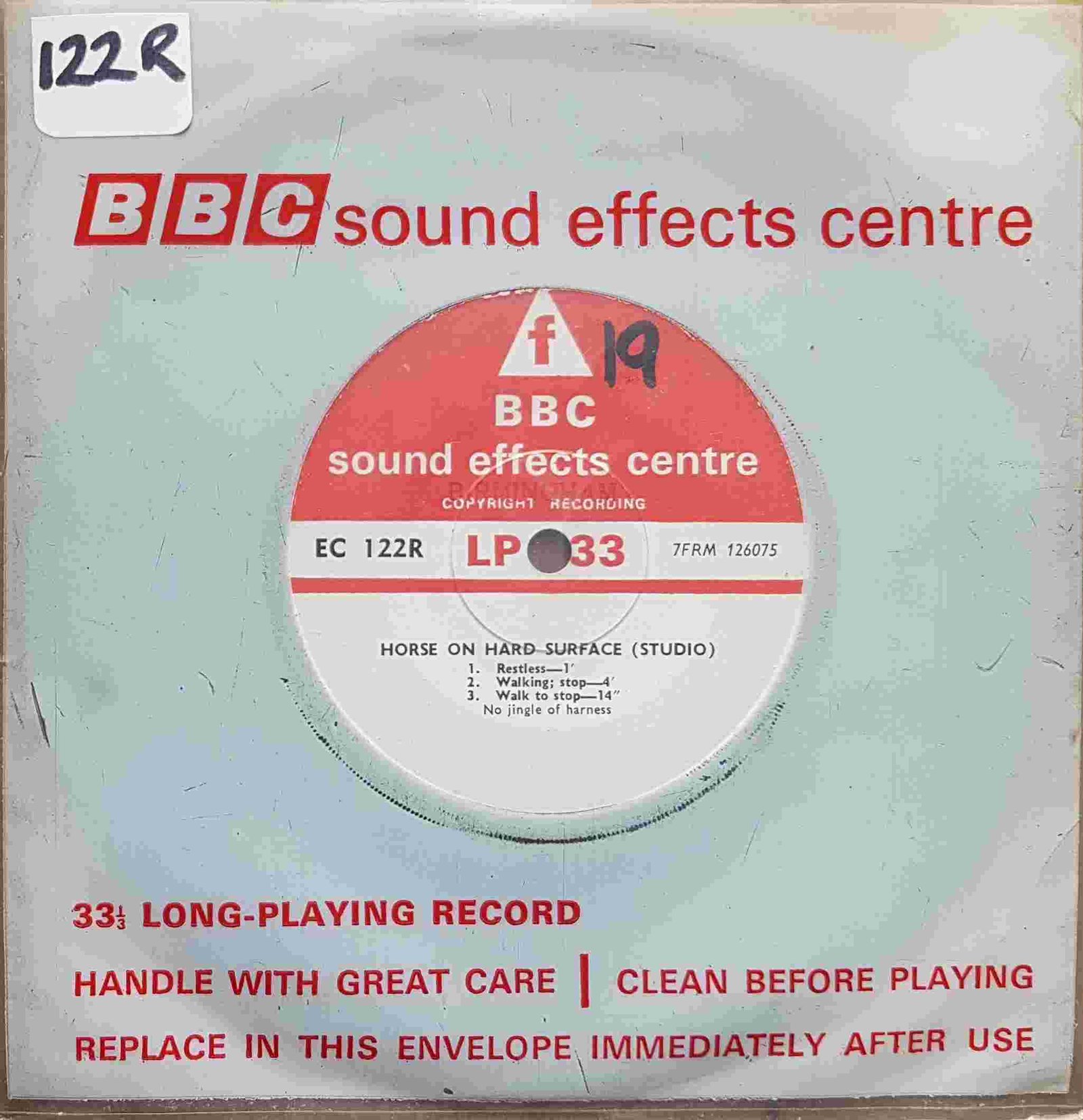 Picture of EC 122R Horse on hard surface (Studio) - No jingle or harness by artist Not registered from the BBC records and Tapes library